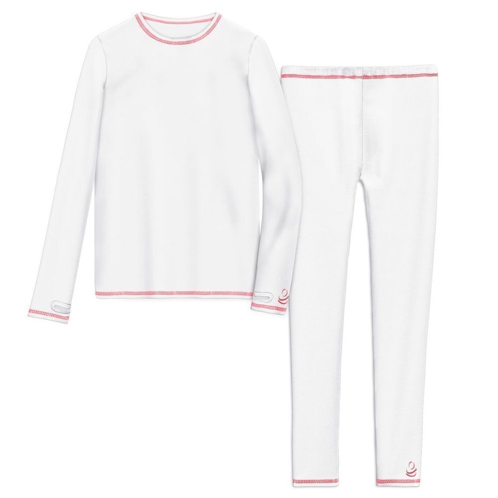 Cuddl Duds Girls Comfortech Stretch Poly 2 pc. Long Sleeve Crew & Pant Set Small